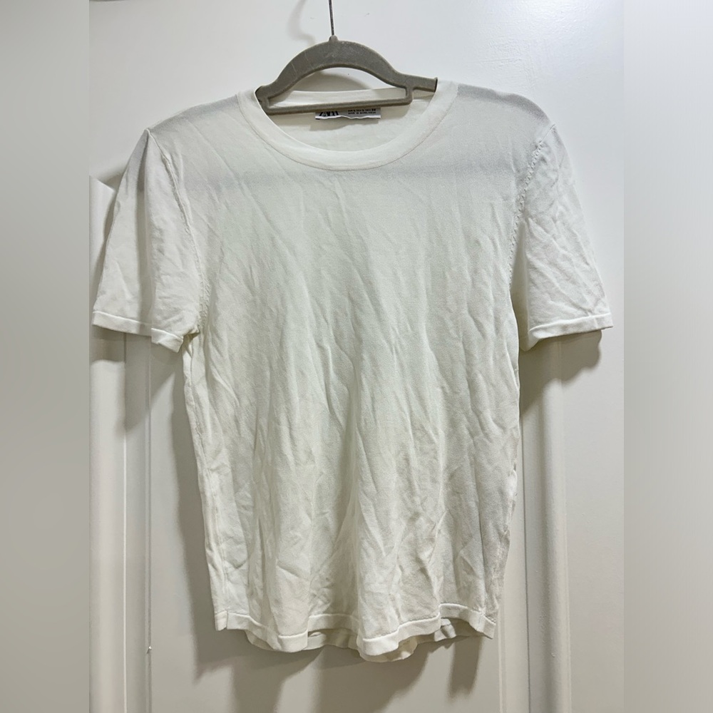 Zara Essential Cream Short Sleeve Tee